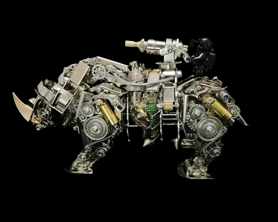 Amazing Mechanical Rhinoceros Metal Assembly Kit - DIY Puzzle Toy_1