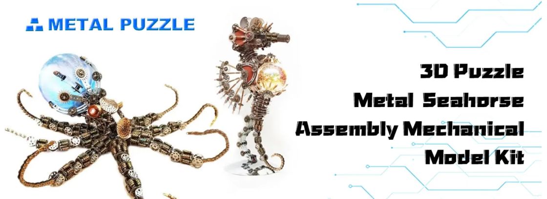 3D Puzzle Seahorse Metal Assembly Kit for Kids & Adults